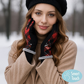 Plaid Pattern Smart Touch Gloves