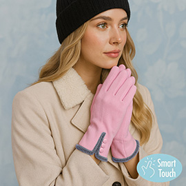 Button Accent Smart Touch Gloves