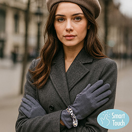 Leopard Pattern Bow Accent Smart Touch Gloves
