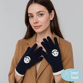 Knit Smile Accent Smart Touch Gloves