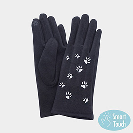 Paw Embroidered Pattern Elegant Smart Touch Gloves