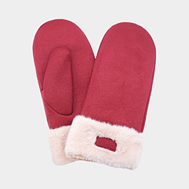 Faux Fur Cuff Fleece Lined Mittens