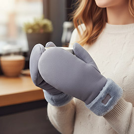 Faux Fur Cuff Fleece Lined Mittens