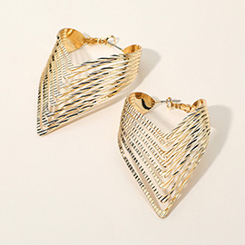 Textured Layered Chevron Metal Statement Earrings