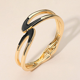 Sleek Open Design Modern Enamel Hinged Bangle Bracelet