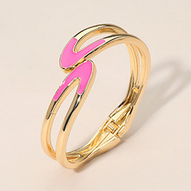 Sleek Open Design Modern Enamel Hinged Bangle Bracelet