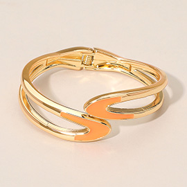 Sleek Open Design Modern Enamel Hinged Bangle Bracelet