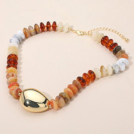 Chunky Pebble Resin Beaded Statement Necklace