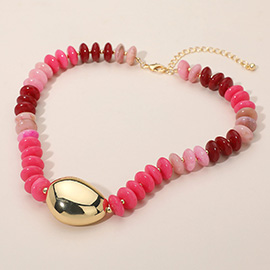 Chunky Pebble Resin Beaded Statement Necklace