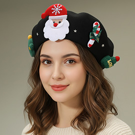 Christmas Decoration Fuzzy Beret Hat