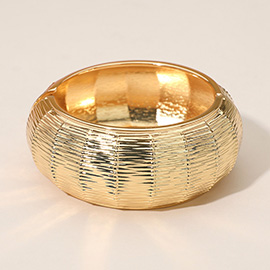 Wide Textured Metal Hinged Bangle Bracelet