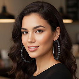 Oversized Baguette Rhinestone Embellished Hoop Earrings