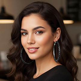 Oversized Baguette Rhinestone Embellished Hoop Earrings