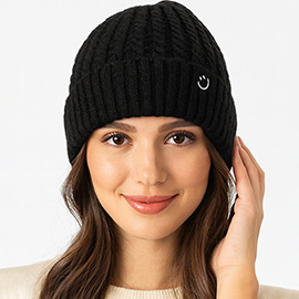 Fleece-Lined Ribbed Knit Winter Beanie Hat
