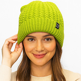 Fleece-Lined Ribbed Knit Winter Beanie Hat