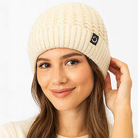 Fleece-Lined Ribbed Knit Winter Beanie Hat