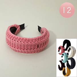 12PCS - Crochet Knit Textured Wide Headbands