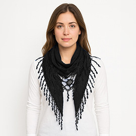 Fringe Detail Triangle Lace Scarf