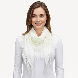 Fringe Detail Triangle Lace Scarf