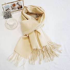 Two-Tone Cashmere Feel Fringe Edge Scarf