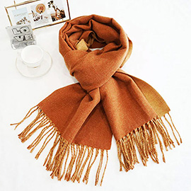 Two-Tone Cashmere Feel Fringe Edge Scarf
