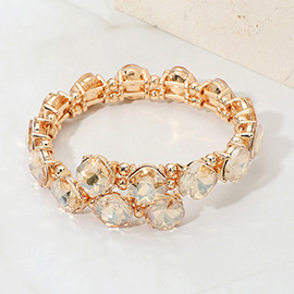 Square Stone Cluster Link Adjustable Evening Bracelet