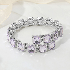Rectangle Stone Cluster Link Adjustable Evening Bracelet