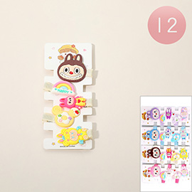 12 SET OF 5 - Playful Monster Bunny Character Hair Clip Set