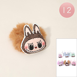 12PCS - Plush Monster Bunny Face Hair Scrunchies