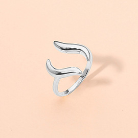 SECRET BOX_Stainless Steel Modern Wave Open Adjustable Ring