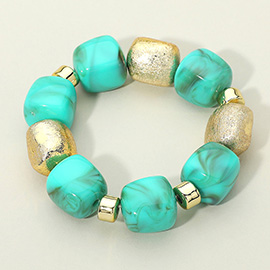 Chunky Marble Textured Beaded Stretch Bracelet