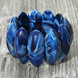 Bold Marbled Oval Penal Beaded Stretch Bracelet