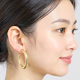 14K Gold Dipped Hammered Textured Hoop Earrings