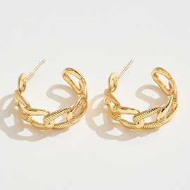 14K Gold Dipped Chain Link Hoop Earrings