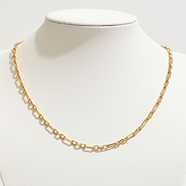 Gold Dipped Slim Paperclip Chain Necklace