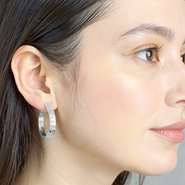 14K Gold Dipped CZ Stone Accent Hoop Earrings