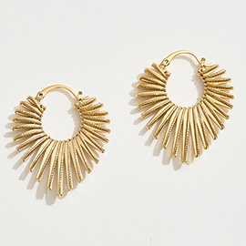 14K Gold Dipped Sunburst Pin Catch Hoop Earrings