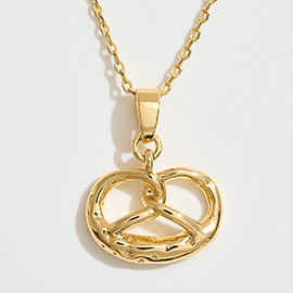 14K Gold Dipped Pretzel Pendant Necklace