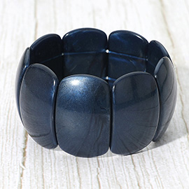 Bold Resin Wide Rectangular Panel Beaded Stretch Bracelet