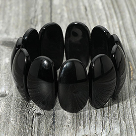 Chunky Oval Resin Panel Beaded Stretch Bracelet