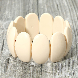 Chunky Oval Resin Panel Beaded Stretch Bracelet