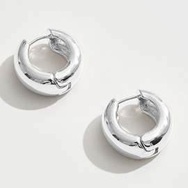 White Gold Dipped Bold Round Huggie Hoop Earrings