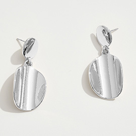 White Gold Dipped Organic Shape Drop Dangle Earrings