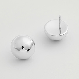 White Gold Dipped Round Dome Stud Earrings