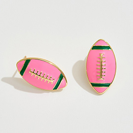 14K Gold Dipped Enamel Football Stud Earrings