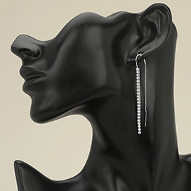 CZ Stone Cluster Link Threader Drop Earrings