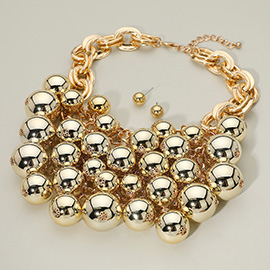 Bold Oversized Beads Embellished Collar Statement Necklace