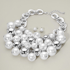 Bold Oversized Beads Embellished Collar Statement Necklace