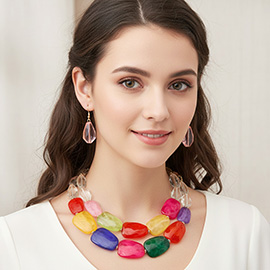 Chunky Abstract Resin Beaded Layered Statement Necklace