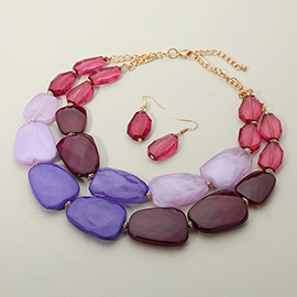 Chunky Abstract Resin Beaded Layered Statement Necklace